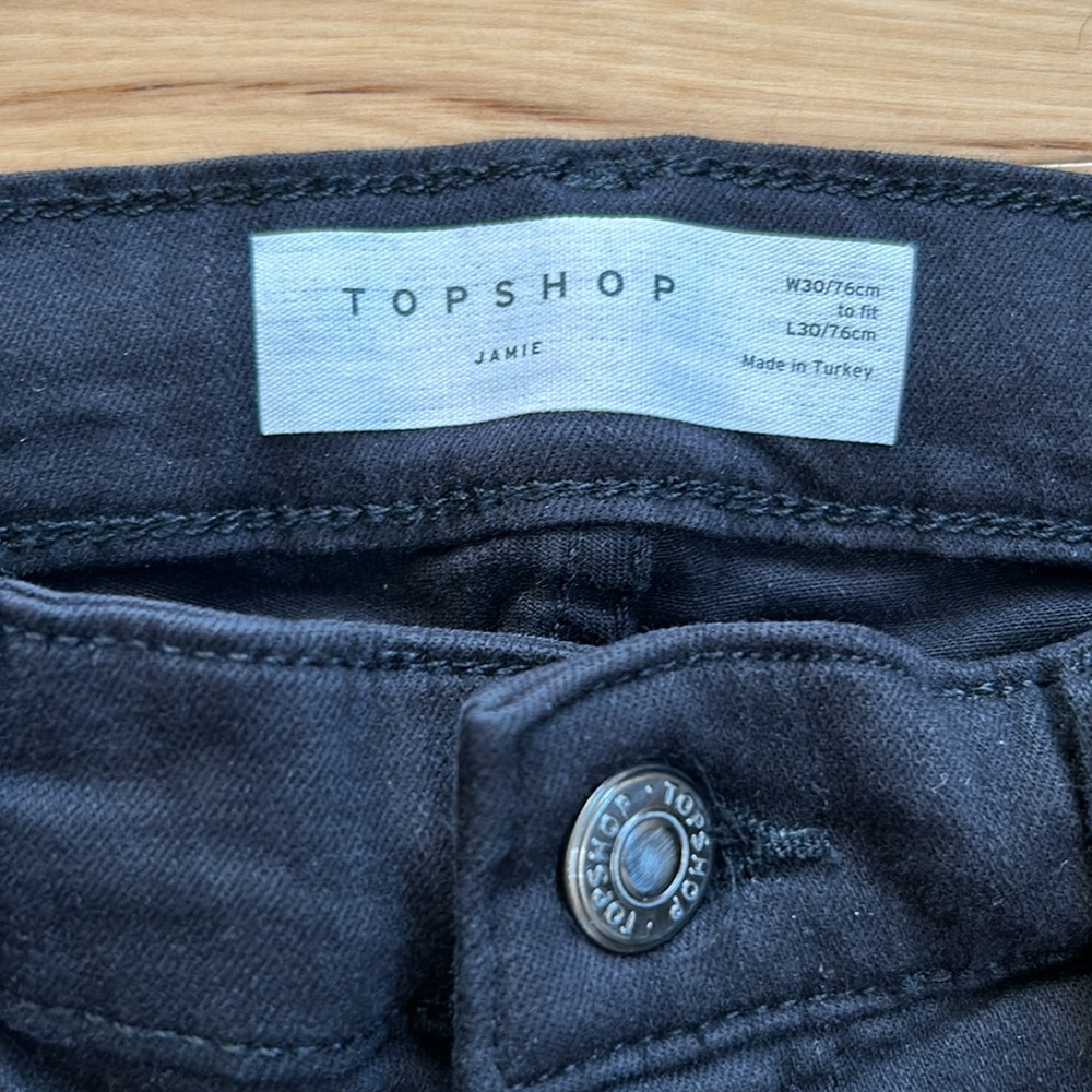 TOPSHOP Jamie Black High Waist Stretch Ripped Skinny Jeans | Size 30 - Picture 8 of 8